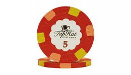 5 world tophat cane poker chip